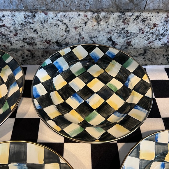 Mackenzie-Childs Vintage Camp 1995 Courtly Check 9" Soup Bowls. Set of 4. EUC! - Picture 5 of 13